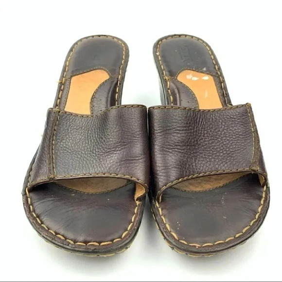 Born Ida sandals sz 7 38 M/W brown leather wedge - Picture 2 of 13